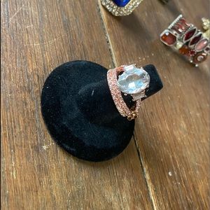 Rose Gold Tone Adjustable Rhinestone Ring